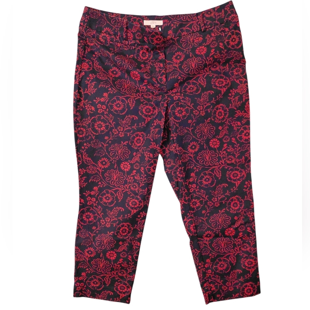 LOFT Red and Black Floral Pants